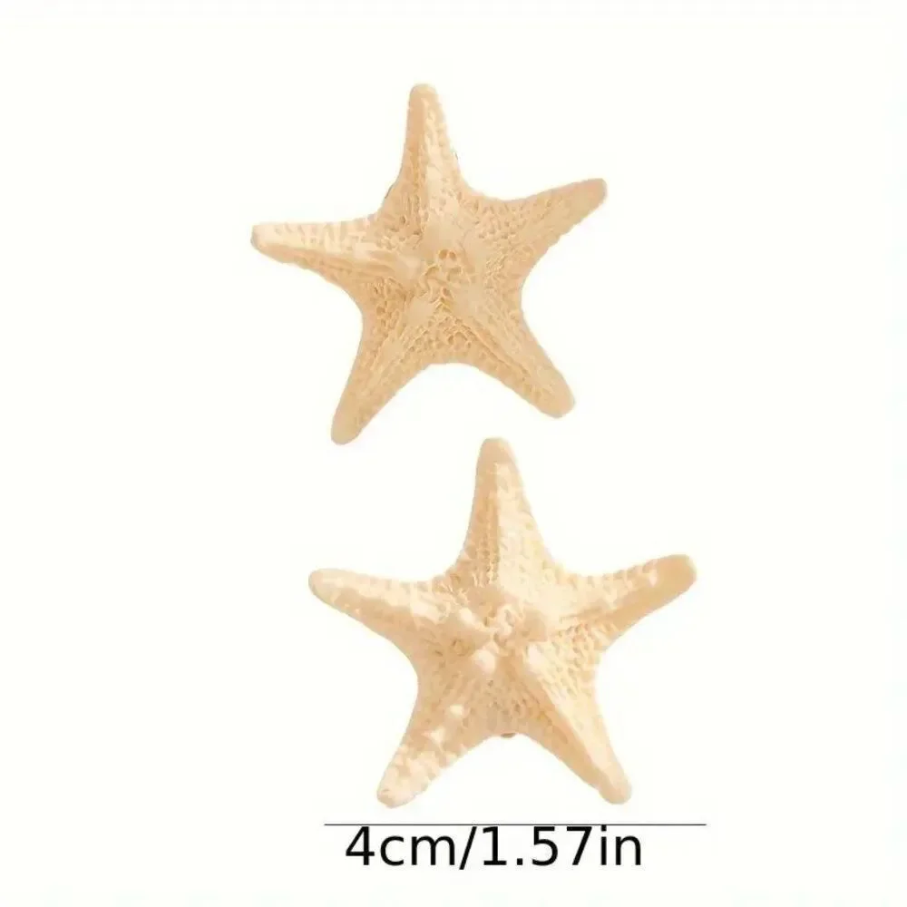 Ocean-Inspired Resin Elegant 2pcs Starfish Shell Barrette Hair Clip Set